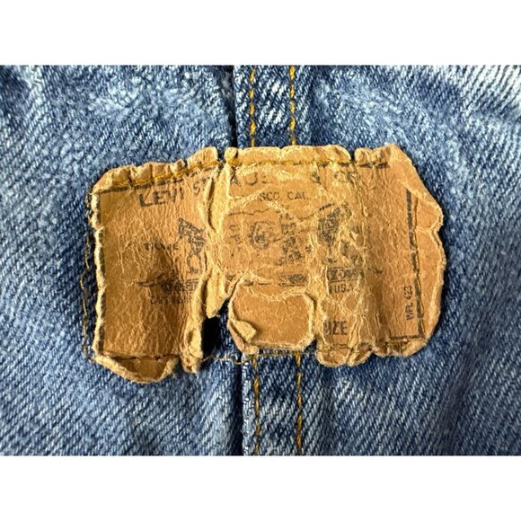 Vintage KIDS Levis Orange Tab Denim Overalls Size 4T Blue Distressed Shortalls M - Picture 6 of 11